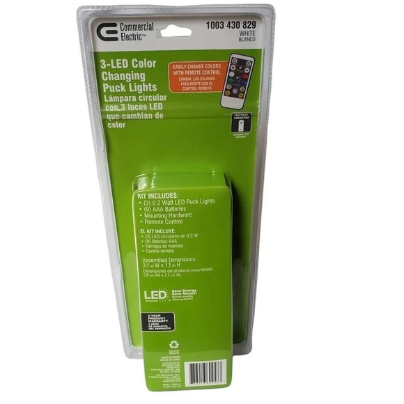 Commercial Electric Remote Control 3.11 in. LED White Color Changing Puck L - Picture 3 of 5